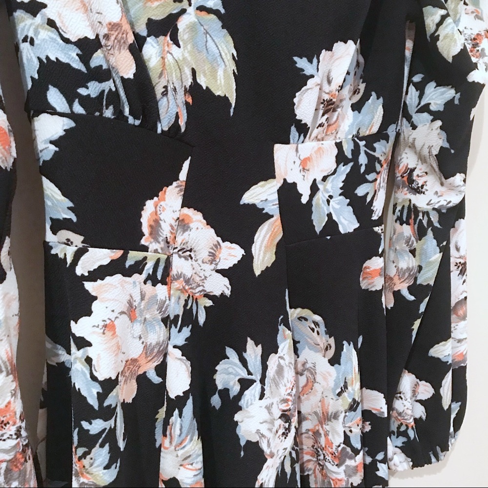 NWT ASOS Black Floral Long Sleeve Dress 2 - Picture 6 of 8